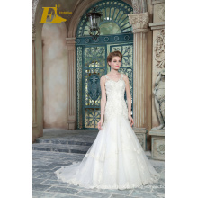 ED Bridal Elegant Lace Appliqued Beaded Pavimento Comprimento Sereia Vestidos De Noiva 2017